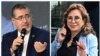 Combinación de imágenes del candidato presidencial del partido Movimiento Semilla de Guatemala, Bernardo Arévalo, y por el partido Unión Nacional de la Esperanza y ex primera dama, Sandra Torres. (Foto por Johan ORDONEZ / AFP)