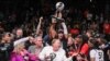 Les Las Vegas Aces célèbrent leur victoire sur le New York Liberty lors de la finale de la WNBA 2023, Brooklyn 18 octobre 2023. 