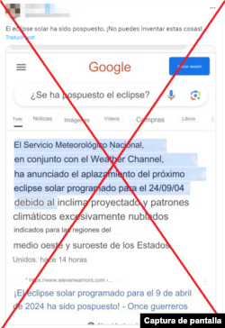 Captura de desinformación en X (con traducción).