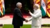 Indian Prime Minister Narendra Modi welcomes Sri Lankan President Ranil Wickremesinghe before their meeting in New Delhi, July 21, 2023.
