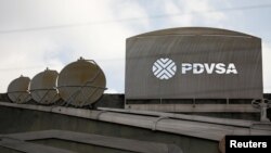 Un tanque de petróleo de la estatal venezolana PDVSA en Caracas el 28 de enero de 2019.