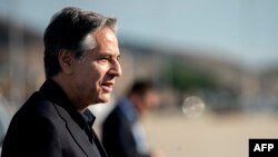 El secretario de Estado de EEUU, Antony Blinken, llega a la Base Conjunta Andrews en Maryland, el 6 de julio de 2022, para iniciar su gira por Bali, Indonesia, y Bangkok, Tailandia. 