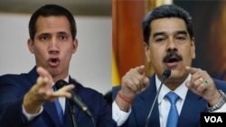 En esta composición fotográfica de archivo, aparecen a la izquierda, el líder opositor Juan Guaidó, y a la derecha, el presidente venezolano Nicolás Maduro.