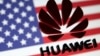 资料照：美国国旗和华为标识图示
