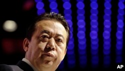 孟宏伟2017年7月4日出席一个活动（美联社）