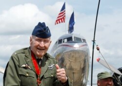 Gail Halvorsen, Berlin Airlift veteran pilot known as Candy Bomber, attends a celebration to mark the 70th anniversary of the Berlin Airlift at the U.S. Army's airfield in Wiesbaden, Germany, June 10, 2019.