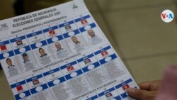 Una boleta de muestra de las elecciones presidenciales del 7 de noviembre de 2021 en Nicaragua. Foto Houston Castillo, VOA.