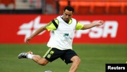 Xavi Hernandez lors d'une séance d'entrainement avec le FC Barcelone, USA, le 5 juin 2014