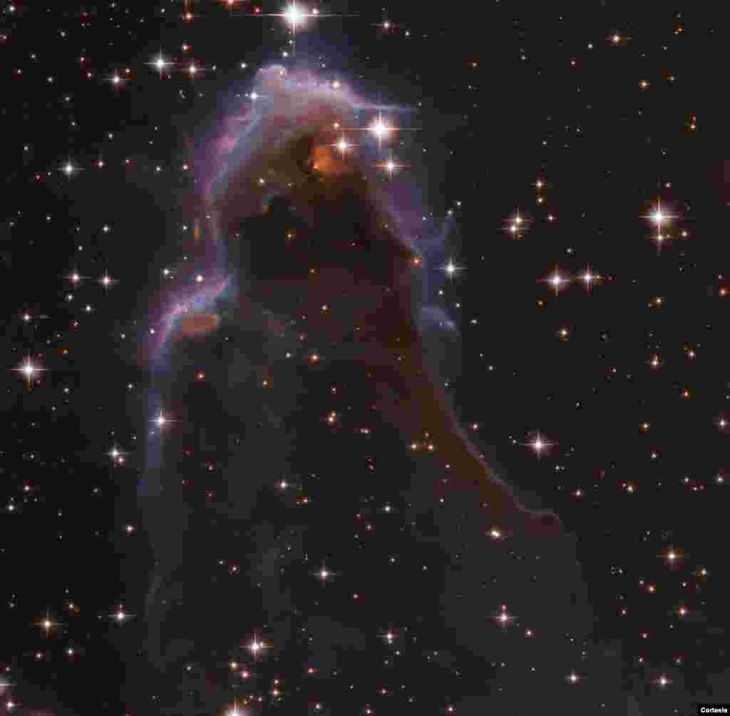 Sorprendentemente, dentro de esta burbuja de gas caliente alrededor de una estrella masiva cercana se encuentran los frEGG: gl&#243;bulos oscuros y compactos de polvo y gas, algunos de los cuales est&#225;n dando a luz a estrellas de baja masa. [Foto: Cortes&#237;a NASA