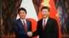 2017年11月11日习近平在越南与安倍会谈前笑容握手（日本首相官邸档案图片）
