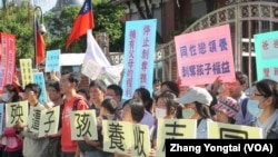 台湾民间组织护家联盟抗议同性婚姻合法化 (美国之音张永泰拍摄)