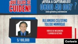 La entidad ministerial colocó en su página de internet la fotografía del expresidente en la lista de recompensas y en la que figuran los delincuentes prófugos más notorios del país.