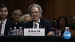 Michael Pack durante una audiencia del Senado sobre su nominación como CEO de la Agencia de Medios Globales de Estados Unidos.
