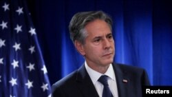 ARCHIVO - El secretario de Estado de EEUU, Antony Blinken, durante una rueda de prensa en la embajada de EEUU en Beijing, en junio de 2023.