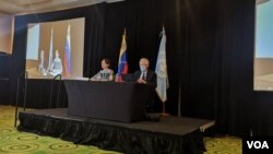 La relatora especial de las Naciones Unidas sobre medidas coercitivas unilaterales y derechos humanos, Alena Douhan, en conferencia de prensa en Caracas, Venezuela, el 12 de febrero de 2021.
