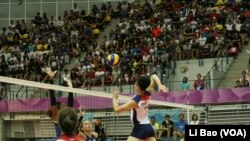 台湾女排2017年8月21日在2017台北世大运预赛中击败法国队（美国之音黎堡摄） 